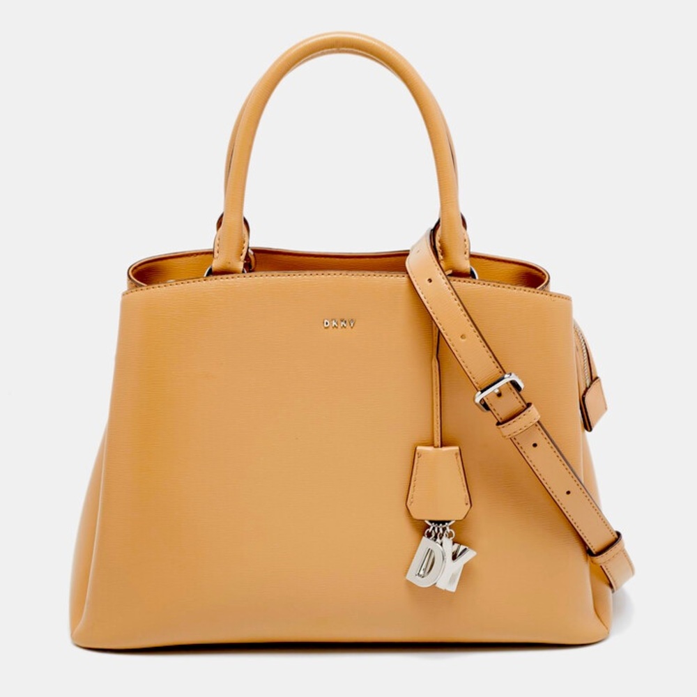 DKNY Light Mocha Paige MD Satchel/ Handbag Leather/ Silver Accents